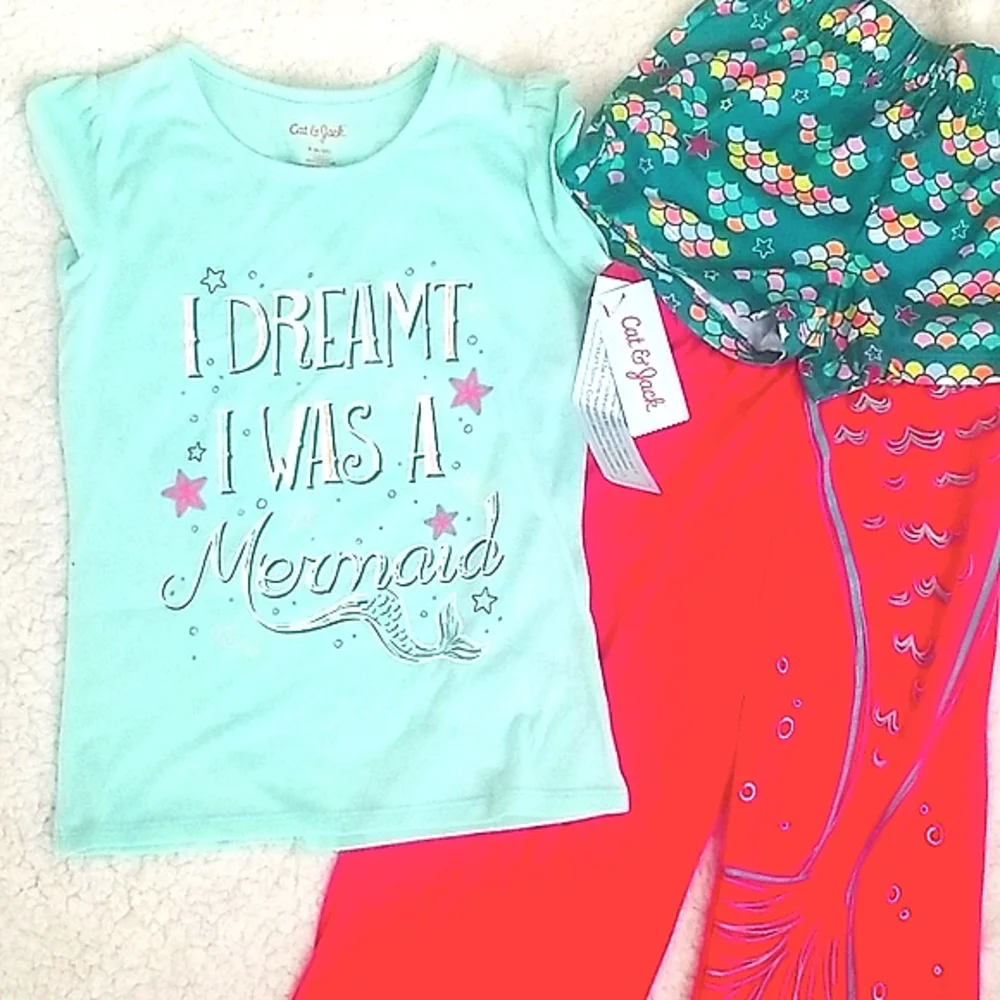 Cat & Jack Mermaid Pajamas 3 Piece Set